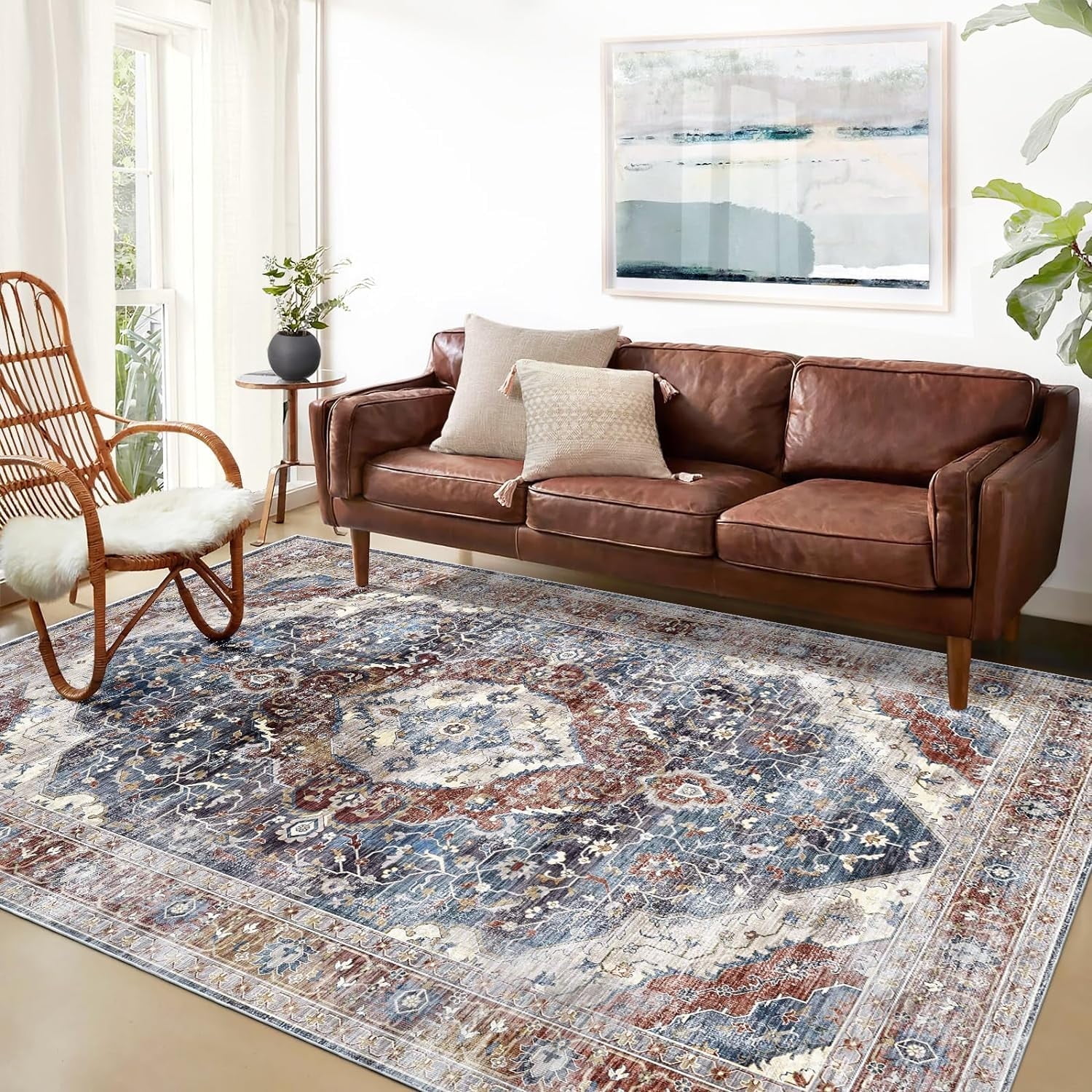 Coolhut 4x6 Feet Bohemian Vintage Large Rug, Hypoallergenic, Machine ...