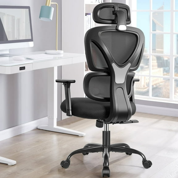 COOLHUT Ergonomic Office Chair, High Back Adjustable Computer Desk Chair with Lumbar Support, 500lb, Black