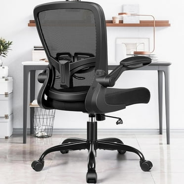 COOLHUT Ergonomic Office Chair, Task Chair, Comfort Desk Chair with Adjustable Lumbar Support and Flip up Arms, 300lb, Black