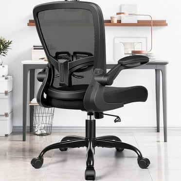 COOLHUT Ergonomic Office Chair, 400LBS Task Chair, Comfort Desk Chair with Adjustable Lumbar Support and Flip up Arms, Black