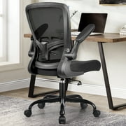 Coolhut Ergonomic Office Chair, Task Chair, Comfort Desk Chair with Adjustable Lumbar Support and Flip up Arms, 300lb, Black