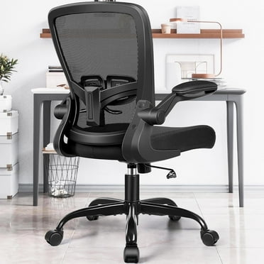 COOLHUT Ergonomic Office Chair, Task Chair, Comfort Desk Chair with Adjustable Lumbar Support and Flip up Arms, 300lb, Black