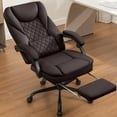 thumbnail image 1 of COOLHUT Executive Office Chair, Big and Tall Office Chair with Footrest Reclining Faux Leather Chair High Back Lumbar Support Ergonomic Office Chair with Padded Armrests, Coffee, 1 of 11