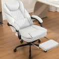 thumbnail image 1 of COOLHUT Executive Office Chair, Big and Tall Office Chair with Footrest Reclining Faux Leather Chair High Back Lumbar Support Ergonomic Office Chair with Padded Armrests, White, 1 of 11