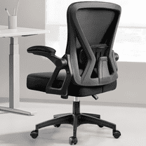 COOLHUT Ergonomic Office Chair, Home Office Chair with Adjustable Lumbar Support, Comfy Mesh Home Office Chair with Flip-up Arms, Swivel Computer Desk Chair, Black