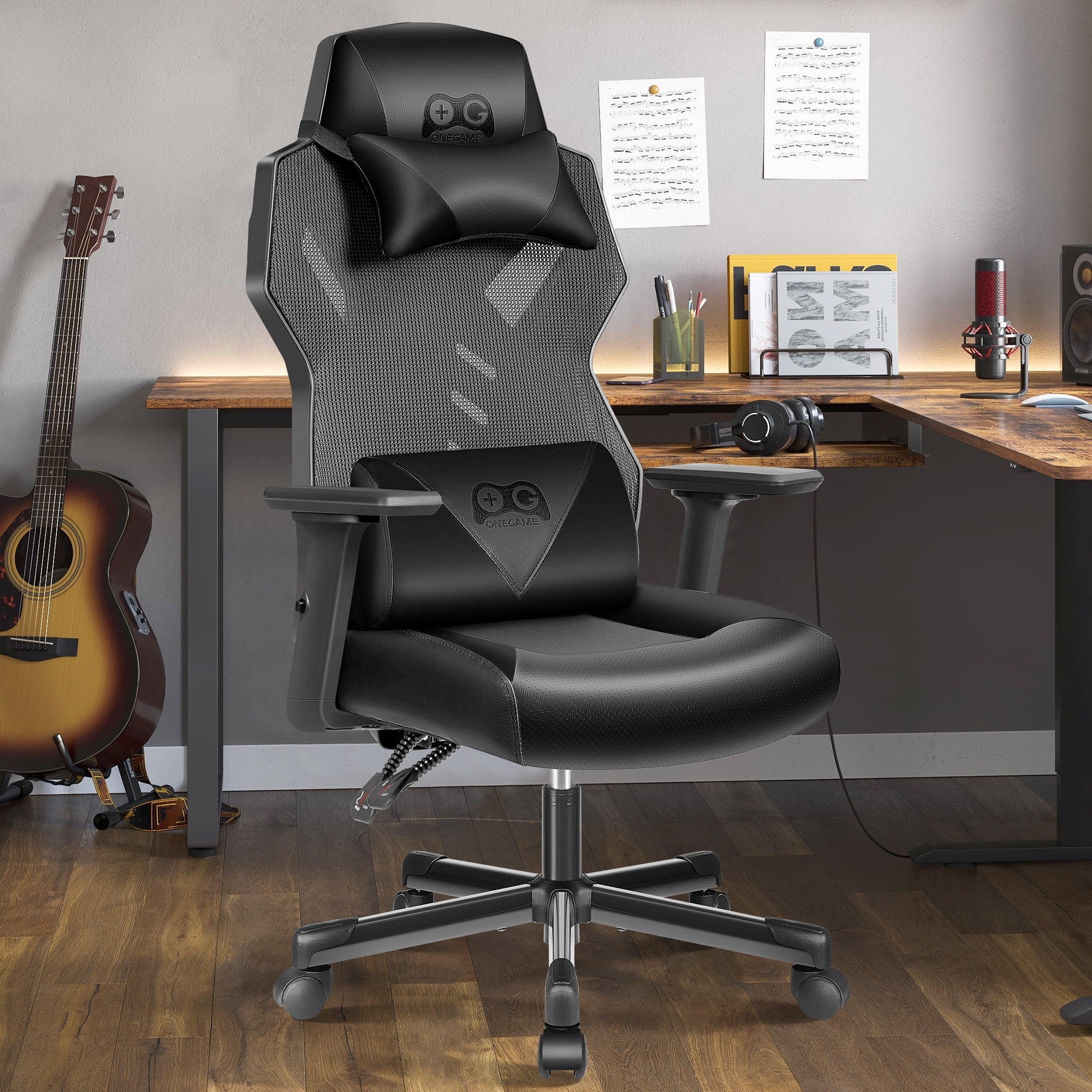 CoolHut Video Gaming Chair High Back Adjustable Swivel Rolling Ergonomic Chair with Lumbar Support PC Computer Chair Adjustable Backrest BlackGrey