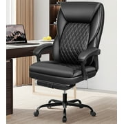 Coolhut Office Chair, Big and Tall Office Chair Executive Office Chair with Foot Rest Ergonomic Office Chair Home Office Desk Chairs Reclining High Back Leather Chair with Lumbar Support (Black)