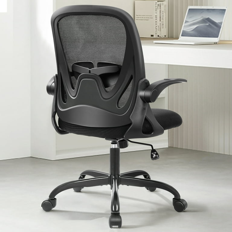 Office Desk Chair Ergonomic Mesh Back Adjustable Flip up Armrest Lumbar  Support