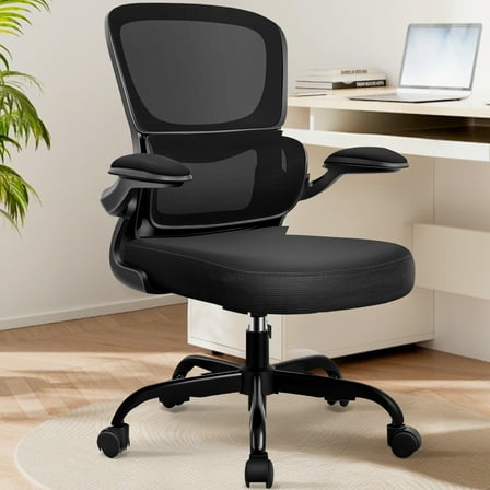 COOLHUT Office Chair, Ergonomic Desk Chair with Lumbar Support and Adjustable Armrests, Breathable Mesh Mid Back Computer Chair, Reclining Task Chair for Home Office, Black