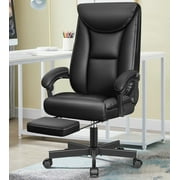 Coolhut Office Chair Ergonomic Executive Office Chair, Big and Tall Leather Swivel Desk Chair with Wheels, Lumbar Support, and Footrest for Home Office Use(Black)