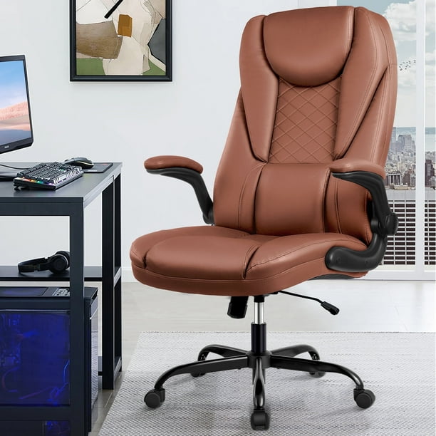 Coolhut Office Chair Executive Office Chair Big and Tall Office Chair Ergonomic Leather Chair with Adjustable Flip Up Arms High Back Home Office Desk
