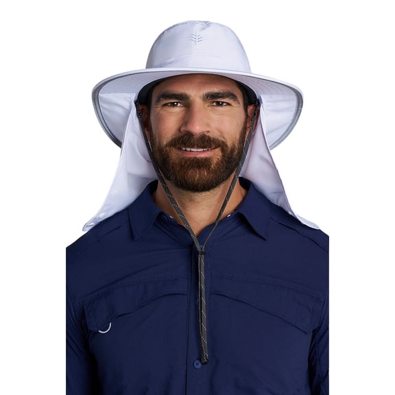 Coolibar Convertible Boating Hat with Neck Drape - UPF 50+ Sun ProtectionÊ- Floating in White