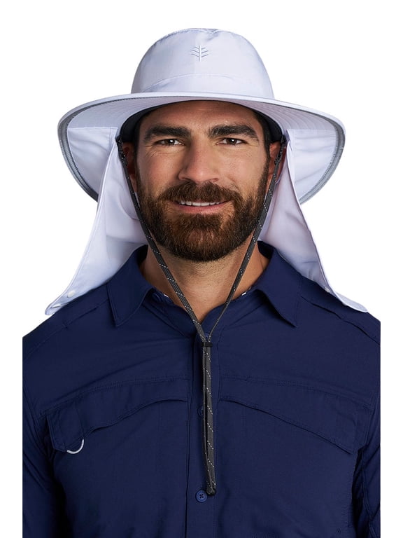 Convertible Boating Hat with Neck Drape - UPF 50+ Sun ProtectionÊ- Floating in White