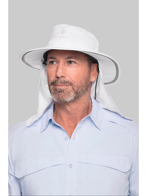 Floating Boating Hat with Neck Drape - UPF 50+ Sun Protection - Convertible in White