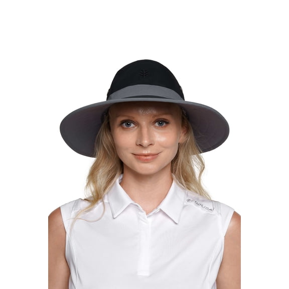 Coolibar Wide Brim Golf Hat - UPF 50+ Sun Protection - Matchplay in Black/Carbon