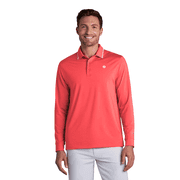 Coolibar Mens Long Sleeve Sports Polo - UPF 50+ Sun Protection - Erodym in Coral Reef