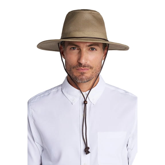 Coolibar Men's Vented Hat - UPF 50+ Sun Protection - Walkabout in Khaki