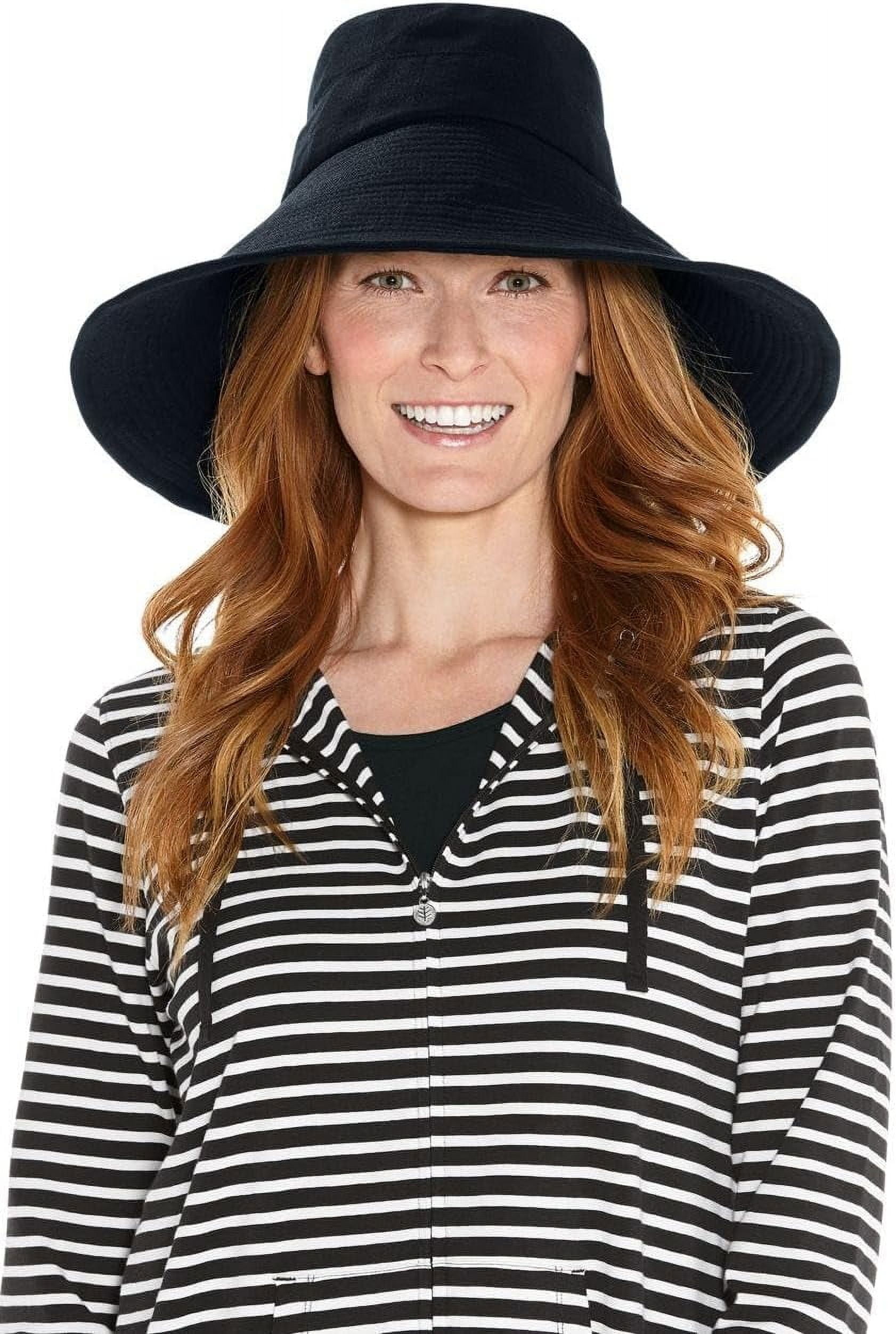 Coolibar Brittany Beach Hat Black UPF 50+ Wide Brim Packable - One Size Women main image 2