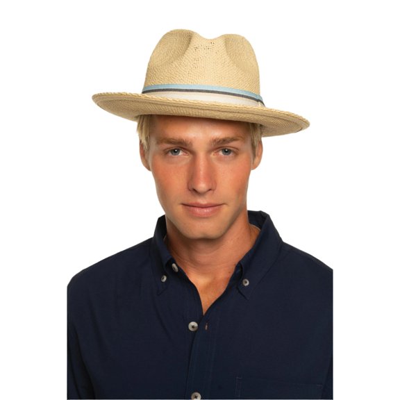 Coolibar Unisex Straw Fedora Hat - UPF 50+ Sun Protection - Surf Club Fedora in Natural Straw
