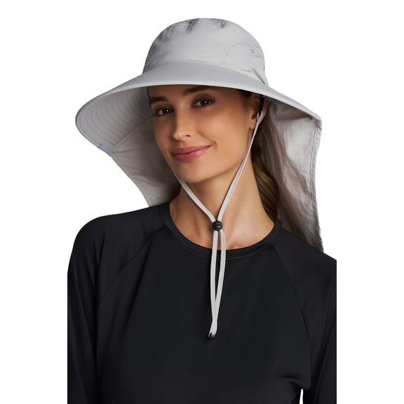 Coolibar Unisex Wide Brim Sun Hat - UPF 50+ Sun Protection - SafeShade Hat in Sleek Grey
