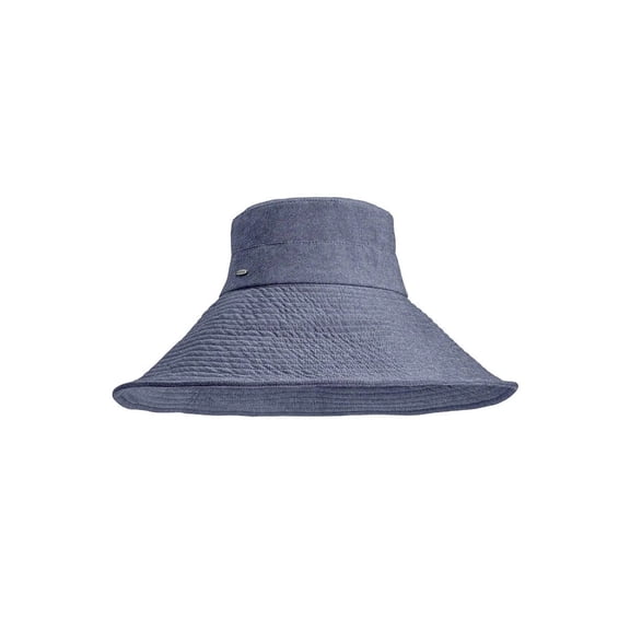 Coolibar Women's Beach Hat - UPF 50+ Sun Protection - Brittany in Denim Blue Chambray