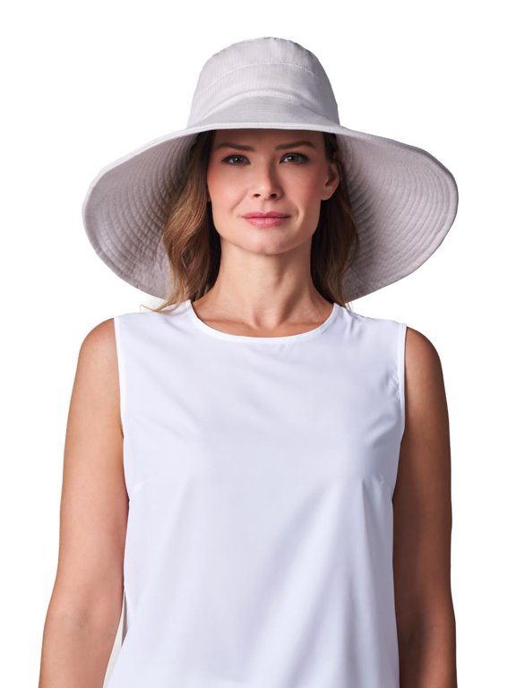 Women's Beach Hat - UPF 50+ Sun Protection - Brittany in Natural Modern Herringbone