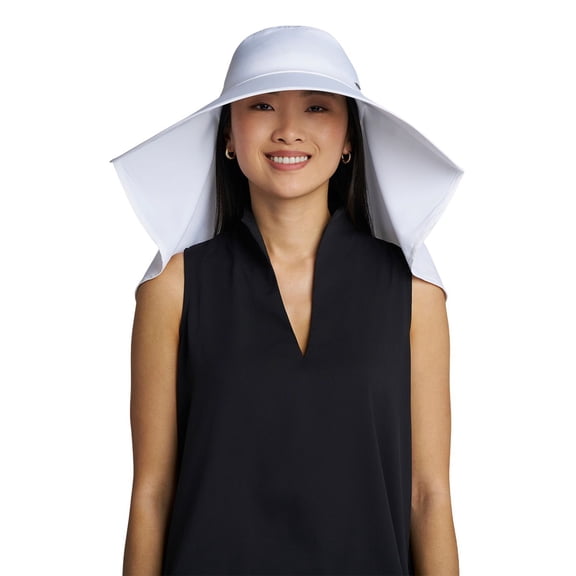 Coolibar Women's Full Coverage Hat - UPF 50+ Sun Protection - Anastasia Elegant in White