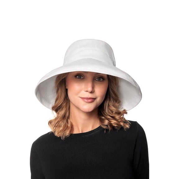 Coolibar Women's Kettle Brim Hat - UPF 50+ Sun Protection - Sydney in White