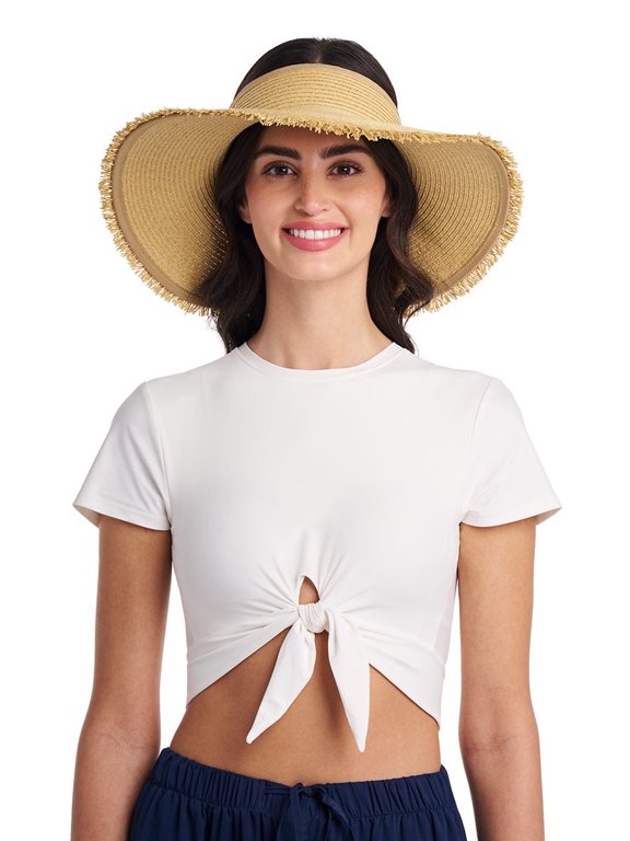 Women's Rolled Visor - UPF 50+ Sun Protection - Frayed in Natural