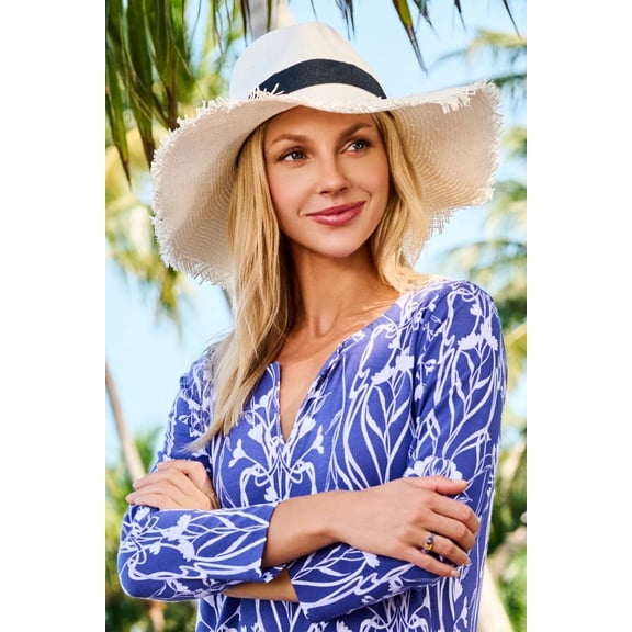 Coolibar Women's Shantung Straw Hat - UPF 50+ Sun Protection - Nassau in Dark Brown