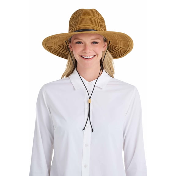 Coolibar Women's Sun Hat with Chin Cord - UPF 50+ Sun Protection - Tempe in Tan