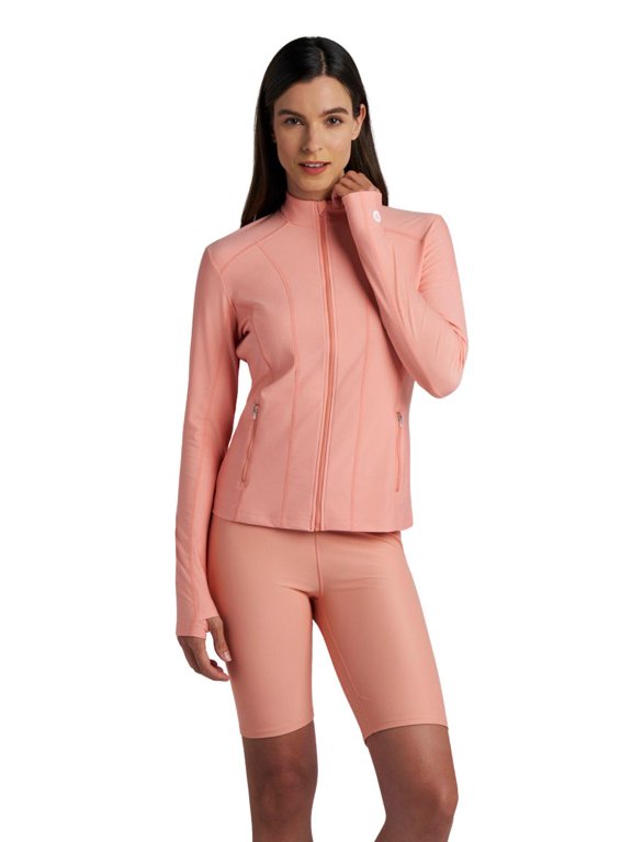 Women's Swim Jacket - UPF 50+ Sun Protection - Malawi in Soft Blush Peach