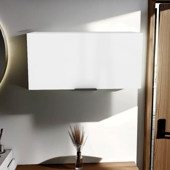 Coolidge Pull-Up Wall Cabinet, Compact Design, Single Shelf, Modern Style, White