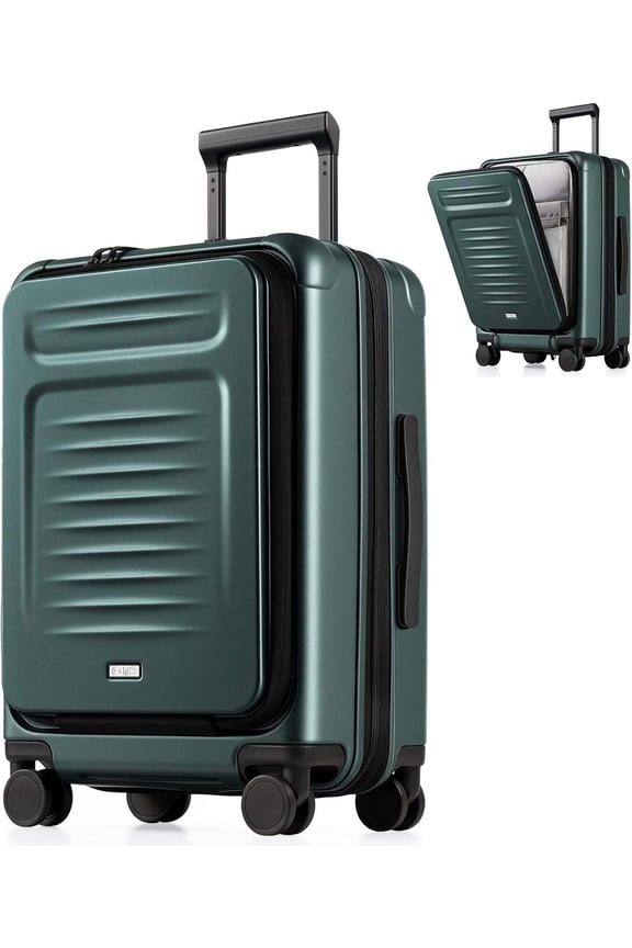 Coolife Carry-On Luggage: 22x14x9 in Airline-Approved Hardshell Spinner Suitcase with TSA Lock, Front Pocket & Expandable Design