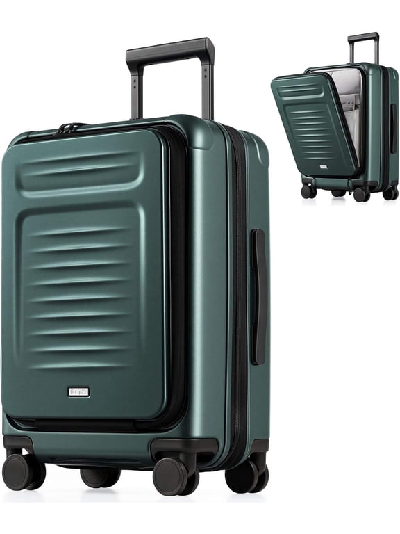 Coolife Carry-On Luggage: 22x14x9 in Airline-Approved Hardshell Spinner Suitcase with TSA Lock, Front Pocket & Expandable Design