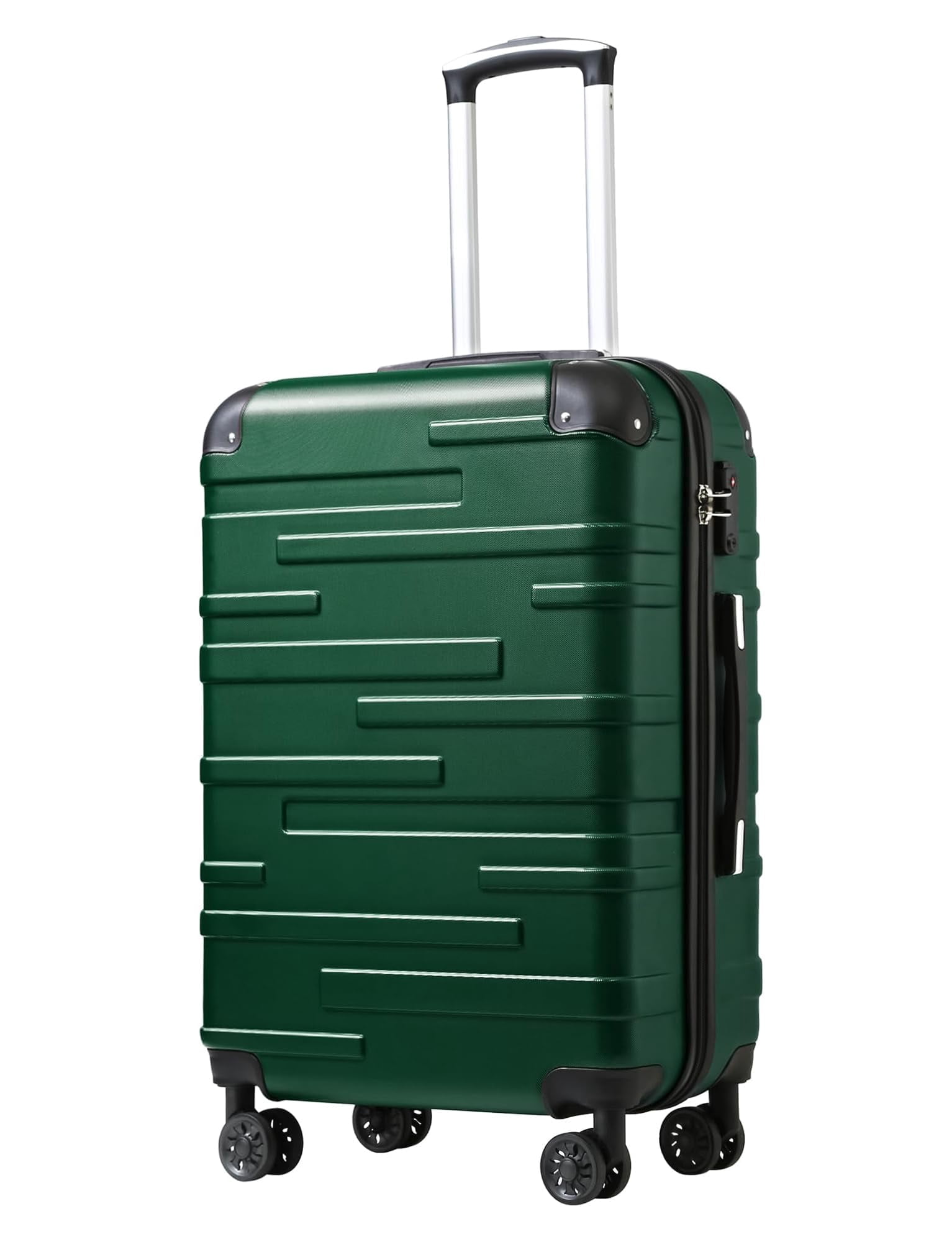 Coolife Hardside Carry-On Luggage with TSA Lock, Spinner Wheels, Telescopic Handle, Lightweight Suitcase (Dark Green, S(20in_carry on))