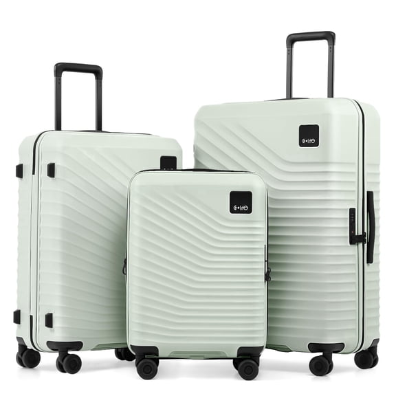 Coolife Luggage 3 Piece Set Hardside Upgraded Durable PC Lightweight Travel Suitcases with Dual Spinner Wheels & TSA Lock, 20'' Expandable Only (Light Green, 3-Piece Set (20/24/28))