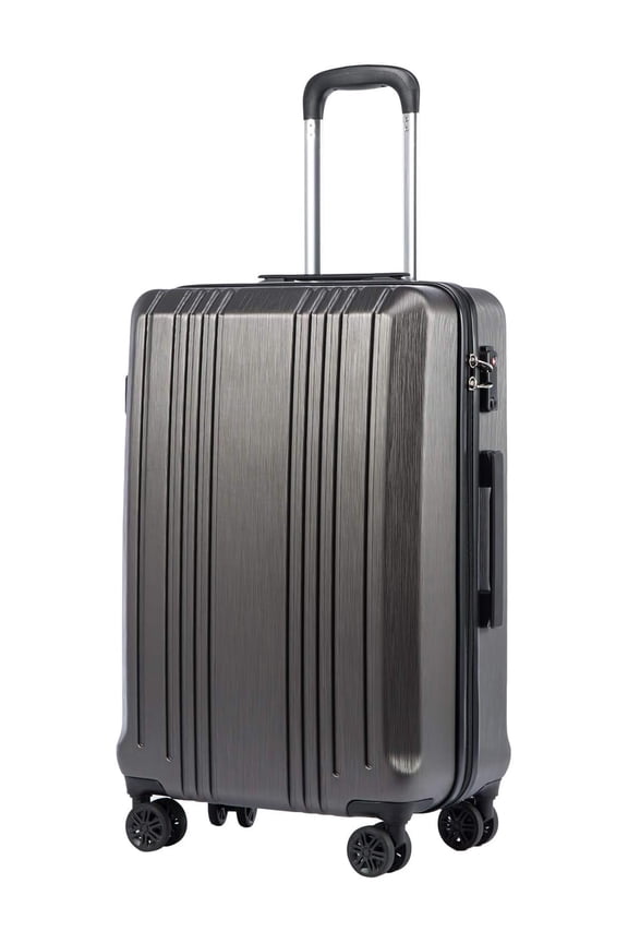 Luggage PC+ABS Expandable Hardshell Suitcase with TSA Lock, Spinner Checked Lightweight (grey, L(28IN))