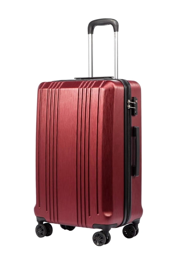 Luggage PC+ABS Hardshell Suitcase with TSA Lock, Spinner Carry On Lightweight (wine red, S(20in_carry on))