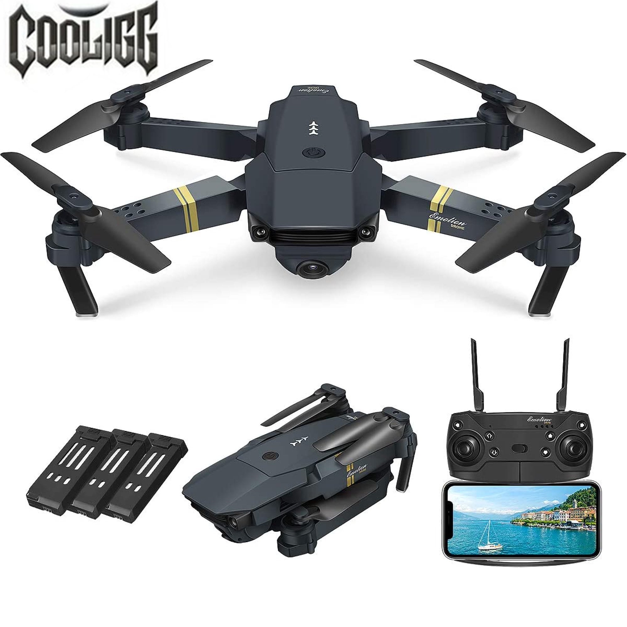 Cooligg RC Drone 4k HD Wide Angle Camera WIFI FPV Drone Dual Camera Quadcopter  Toys Black 