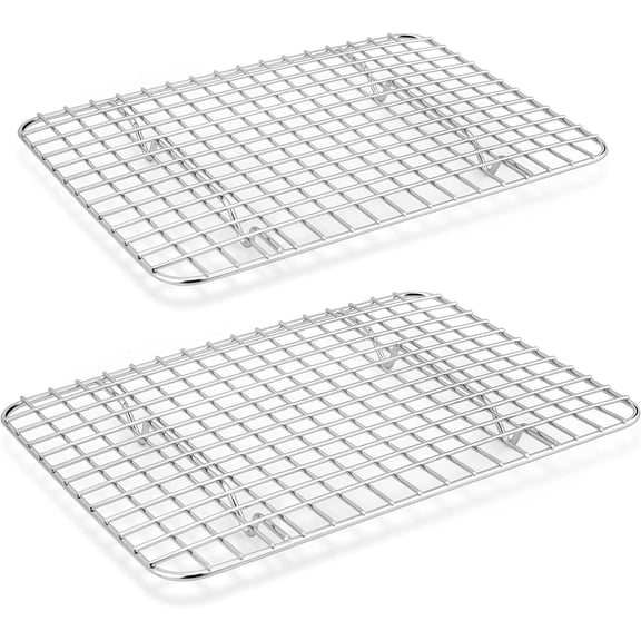 Cooling Baking Rack Set of 2, Stainless Steel Grid Wire for Oven Roasting Cooking Bacon, 11.6" x 9.2" Grilling Broiling for Cooling Cookie Cake, Non-toxic & Dishwasher Safe