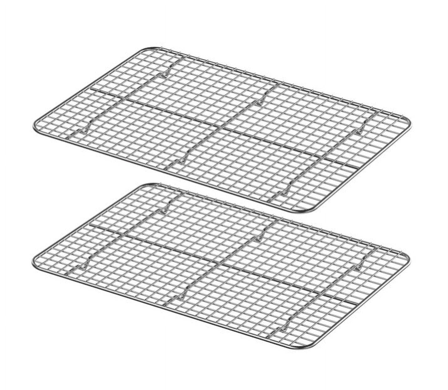 Mini Cooling Rack Set of 2, Topboutique Stainless Steel Small Grill Wire Rack for Oven Roasting Baking Cooking, 22x16x1.5CM Fit Toaster Oven Tray for