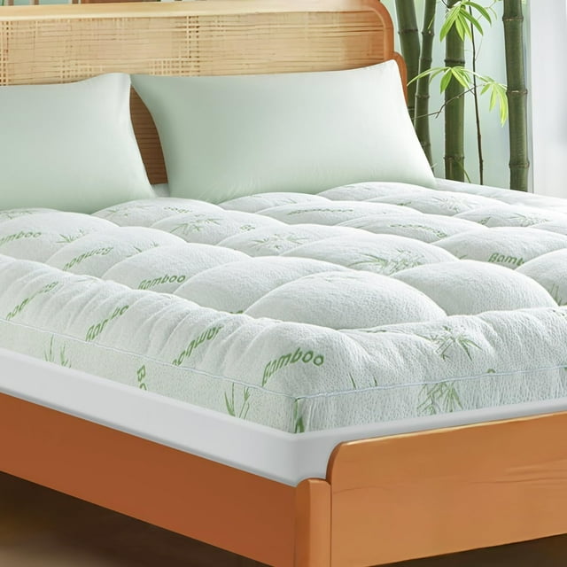 Cooling Bamboo_ Queen Mattress Topper, Extra Thick 1200 GSM Down