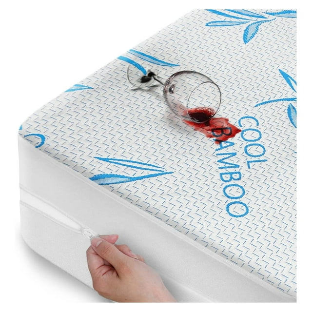 Cooling Bamboo Rayon Mattress Protector with Zipper - 100% Waterproof ...