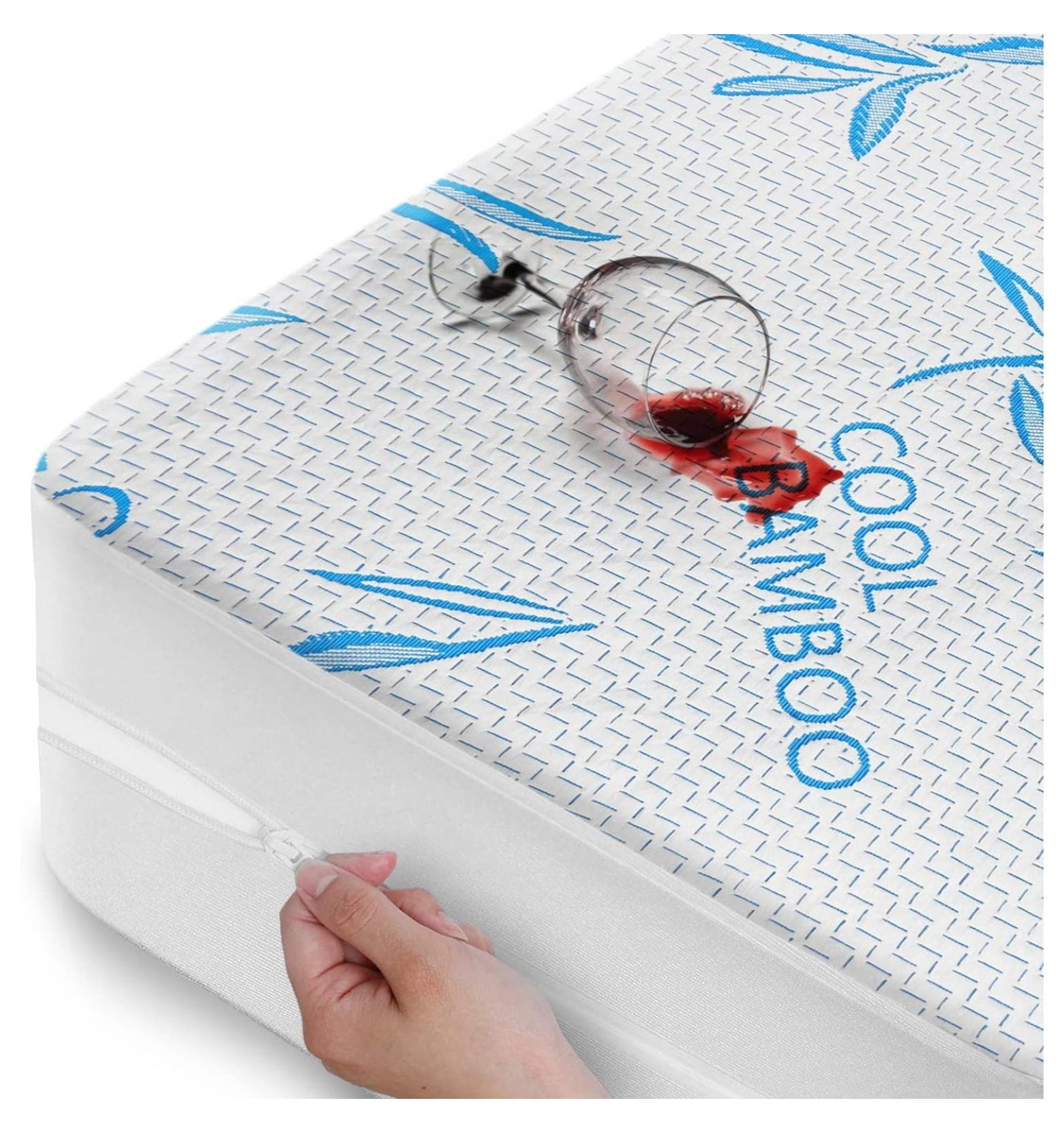 Cooling Bamboo Rayon Mattress Protector with Zipper 100 Waterproof