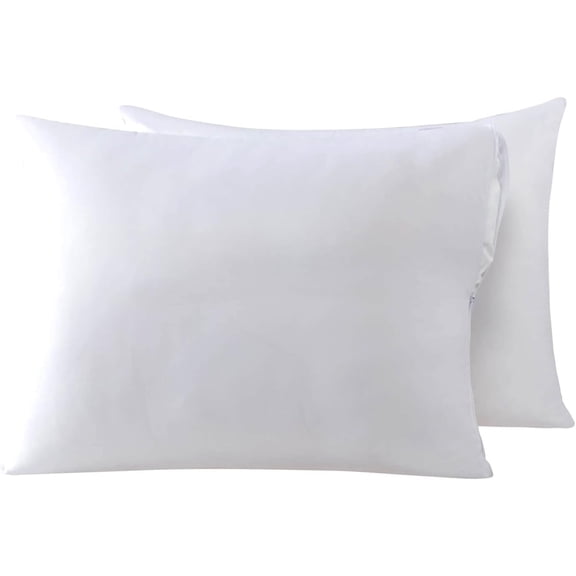 Cooling Bamboo Viscose Feather Proof Pillow Protectors with Zipper Standard Size Waterproof Down Proof Covers for Bed Pillows 2 Pack