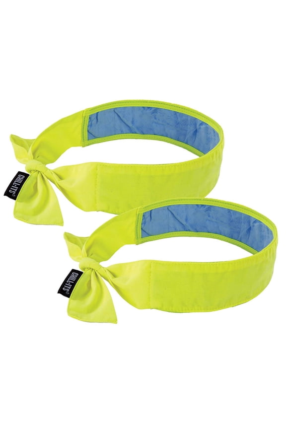 Cooling Bandana, Lime, Lined with Evaporative PVA Material for Fast Cooling Relief, Tie for Adjustable Fit, Ergodyne 6700CT, 2-Pack