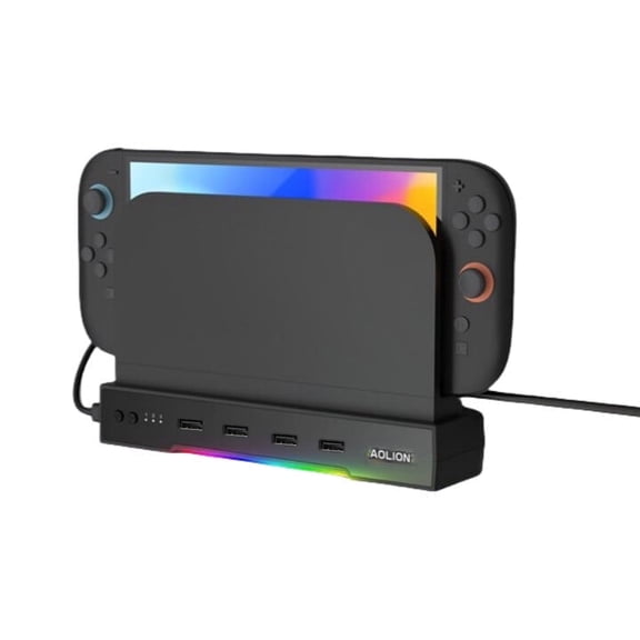 Cooling Base for Switch 2 Console, 2 Fans Cooler Holder Bracket, Console External Cooling with RGB Light & USB 2.0 Port, NS2 Mainframe Large Base Wall Mount Bracket (Cooling Dock + USB Expansion)