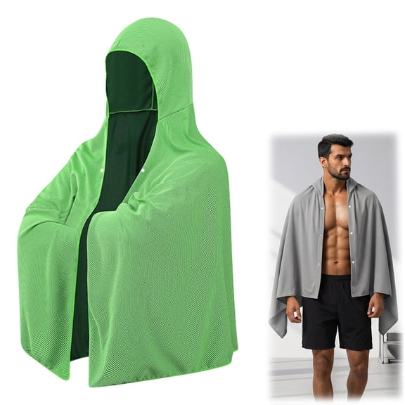 Cooling Beach Towel Poncho, Quick Dry Wearable Towel Wrap with Sun Shield, Lightweight Cooling Towel for Outdoor Sports