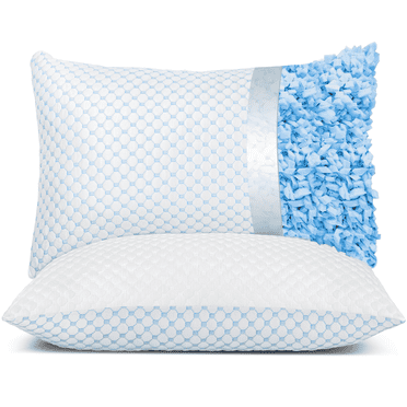 Cooling Bed Pillows King Size Set of 2, Shredded Memory Foam Pillows Adjustable Cool Pillow for Side Back Stomach Sleepers Luxury Gel Pillows with Washable Removable Cover